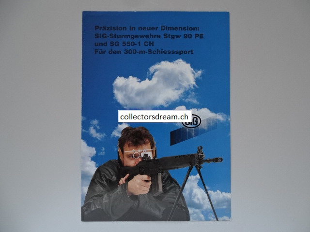 Alter Faltprospekt SIG Stgw 90PE / SG 550-1 Ausgabe 1990