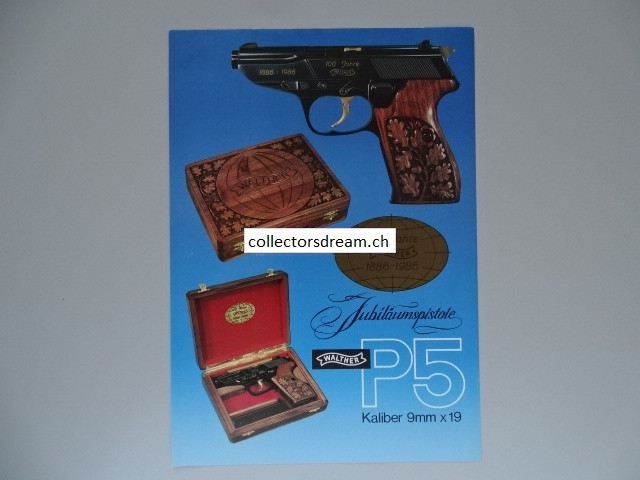 Walther Prospektblatt Walther Jubiläumspistole P5