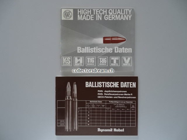 Werkskataloge mit Ballistischen Daten von D. Nobel
