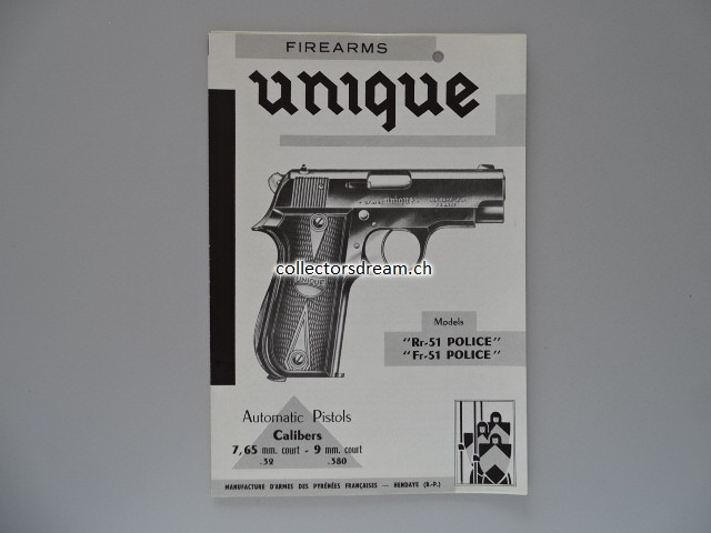 Manual / Anleitung Unique Pistole Mod. Rr-51 Police & Fr-51 Police