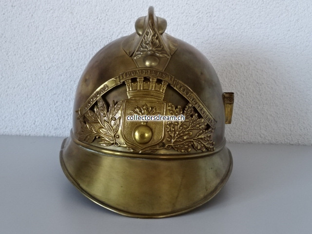 Feuerwehrhelm Frankreich Sapeurs Pompiers de Kingersheim Elsass, ca. um 1900/20