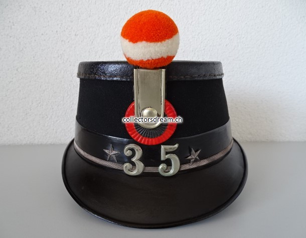 Offiziers Käppi / Tschako Leutnant Ord. 1875 Infanterie Bat. 35 Bern