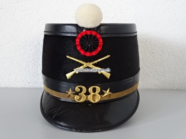 Tschako / Käppi kantonaler Stabs-Offizier Major Infanterie-Schützenbat. 38