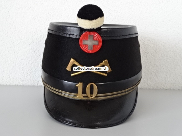 Tschako / Käppi, Offizier Oberleutnant Ordonnanz 1898 Bat. 10 Sappeur-Truppen Pontonier & Kriegsbrücken