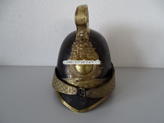 Antiker Feuerwehrhelm Kommandant Westschweiz oder Frankreich um 1830