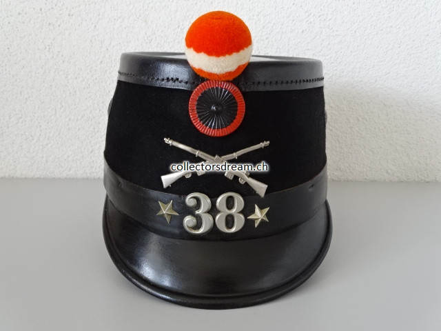 Tschako / Käppi Ordonnanz 1898 Infanterie Bat. 38