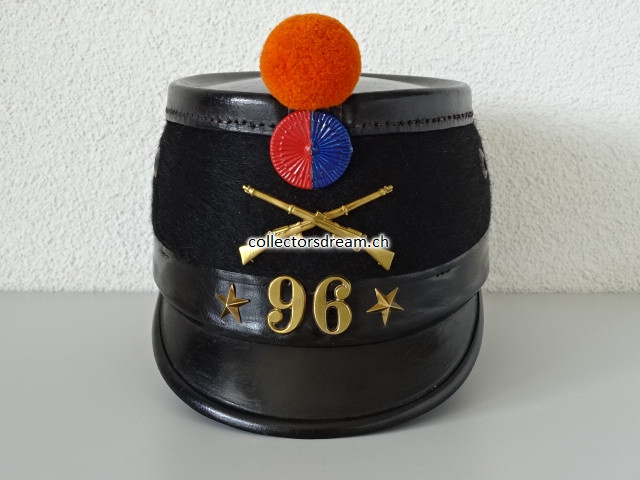 Tschako / Käppi Ordonnanz 1898 Infanterie-Schützen Bat. 96 Ticino - Tessin 3. Kompanie Landwehr