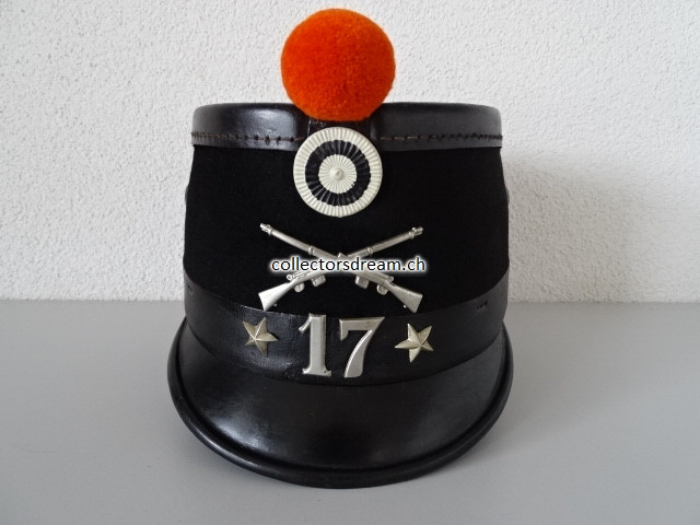 Tschako / Käppi Ordonnanz 1898 Infanterie Bat. 17 Kanton Freiburg / Fribourg