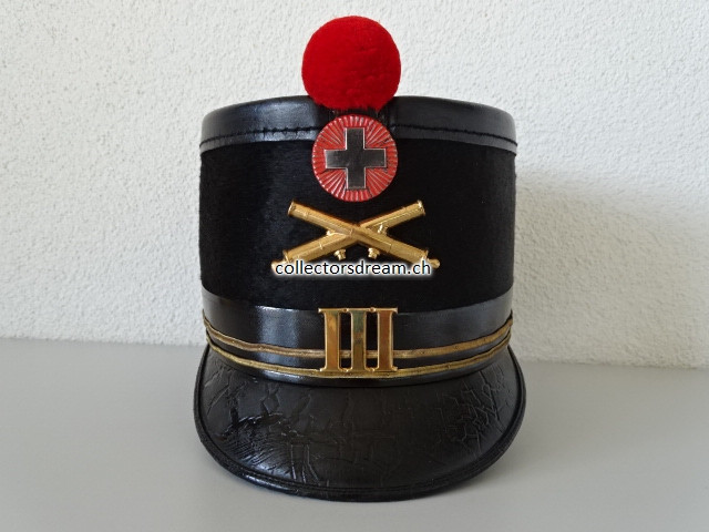 Offiziers Tschako / Käppi Oberleutnant Ordonnanz 1898 Park-Artillerie Röm. III