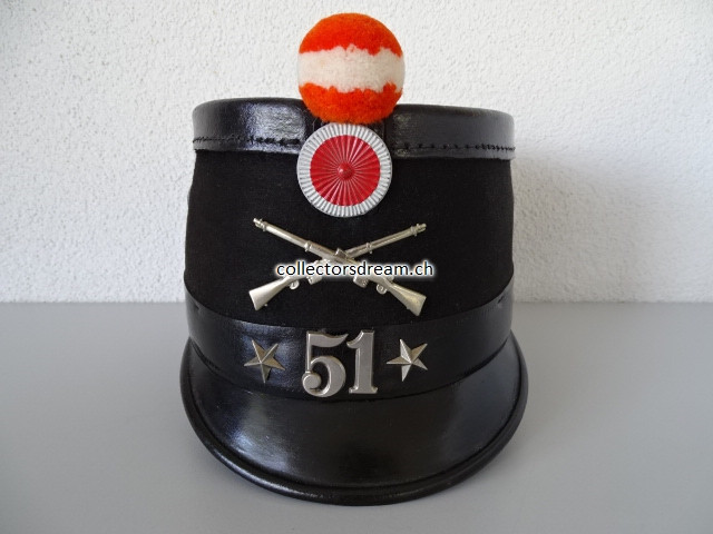 Tschako / Käppi Ord. 1898 Infanterie Bat. 51 Solothurn