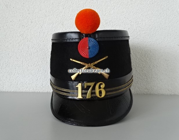 Offiziers Tschako / Käppi Oberleutnant Ordonnanz 1898 Tessin / Ticino Infanterie-Schützen-Bat. 176