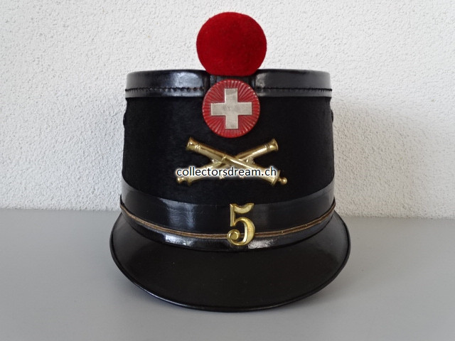 Offiziers Tschako / Käppi Artillerie Leutnant Battr. 5 Ordonnanz 1898