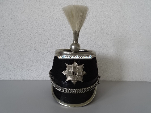 Kavallerie Mitrailleur Tschako Ord. 1883/84 mit römisch "IV" Ziffern