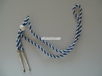 Fangschnur, Musik, Schweiz. Farbe blau-weiss mit 2 Metallstiften