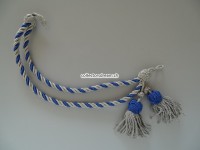 Fangschnur, Musik, Schweiz. Farbe blau-silbergrau mit 2 Zottel