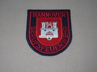 Stoffabzeichen Berufsfeuerwehr Hannover, rote Schrift