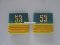 Schulterschlaufen (Achselschlaufen) Paar, Offizier, Hauptmann, Bat. 53, 2-farbig, hellgrün-gelb