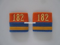 Schulterschlaufen (Achselschlaufen) Paar, Offizier, Major, Bat.182, 2-farbig, orange-blau