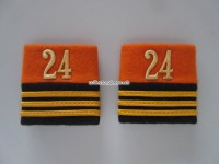 Schulterschlaufen (Achselschlaufen) Paar, Offizier, Hauptmann, Bat.24, 2-farbig, orange-schwarz