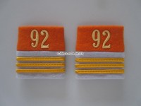 Schulterschlaufen (Achselschlaufen) Paar, Offizier, Hauptmann, Bat.92, 2-farbig, orange-silbergrau