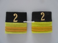 Schulterschlaufen (Achselschlaufen) Paar, Offizier, Oberleutnant, Bat.2, 2-farbig, schwarz-zitronengelb