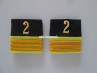 Schulterschlaufen (Achselschlaufen) Paar, Offizier, Hauptmann, Bat.2, 2-farbig, schwarz-zitronengelb