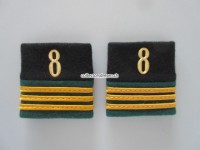 Schulterschlaufen (Achselschlaufen) Paar, Offizier, Hauptmann, Bat.8, 2-farbig, schwarz-dunkelgrün