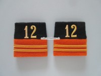 Schulterschlaufen (Achselschlaufen) Paar, Offizier, Oberleutnant, Bat.12, 2-farbig, schwarz-orange