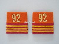 Schulterschlaufen (Achselschlaufen) Paar, Offizier, Hauptmann, Bat.92, 2-farbig, orange-karmesinrot