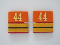 Schulterschlaufen (Achselschlaufen) Paar, Offizier, Oberstleutnant, Bat.44, 2-farbig, orange-karmesinrot