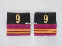 Schulterschlaufen (Achselschlaufen) Paar, Offizier, Oberleutnant, Bat.9, 2-farbig, schwarz-weinrot
