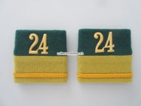 Schulterschlaufen (Achselschlaufen) Paar, Offizier, Leutnant, Bat.24, 2-farbig, hellgrün-senfgelb