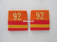 Schulterschlaufen (Achselschlaufen) Paar, Offizier, Major, Bat.92, 2-farbig, orange-scharlachrot