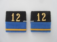Schulterschlaufen (Achselschlaufen) Paar, Offizier, Leutnant, Bat.12, 2-farbig, schwarz-hellblau