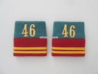 Schulterschlaufen (Achselschlaufen) Paar, Offizier, Oberleutnant, Bat.46, 2-farbig, hellgrün-weinrot