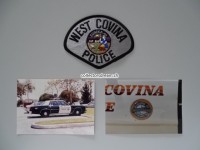 Stoffabzeichen / 2 Streifenwagen Fotos, West Covina Police, California