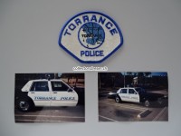 Stoffabzeichen / 2 Streifenwagen Fotos, Torrance Police, California