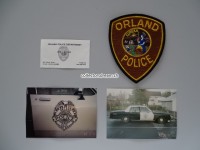 Stoffabzeichen / 2 Streifenwagen Fotos / Visitenkarte, Orland Police, California