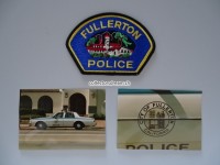 Stoffabzeichen / 2 Streifenwagen Fotos, Fullerton Police, California