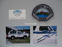 Stoffabzeichen / 2 Streifenwagen Fotos / Visitenkarte, Mammoth Lakes Police, California