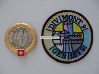 Beret Abzeichen / Emblem und Stoffabzeichen / Patch. GEB DIV 9 / DIV MONT 9 Offizier