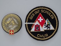 Beret Emblem und Stoffabzeichen / Patch.  GEB INF SCHULEN  CHUR