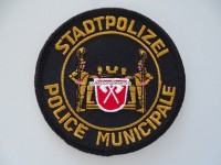 Patch / Stoffabzeichen Stapo - Police Municipale Biel, schwarzer Stoff