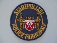 Patch / Stoffabzeichen Stapo - Police Municipale Biel, grauer Stoff