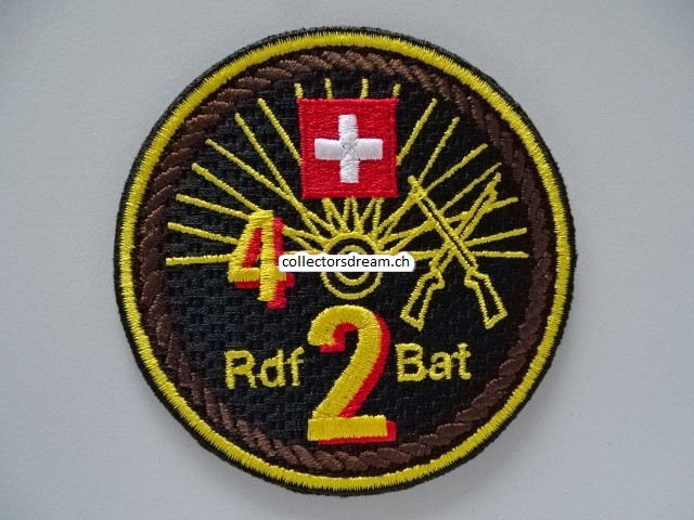 Patch / Stoffabzeichen Schweizer Armee, Rdf Bat 2 (4) brauner Rand