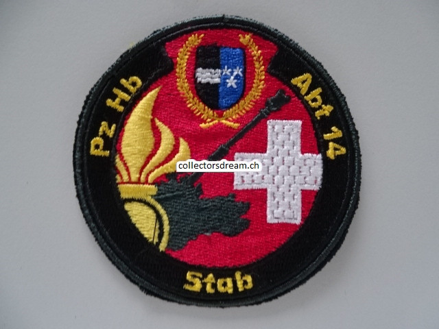 Patch / Stoffabzeichen Schweizer Armee Pz Hb Abt 14 Stab