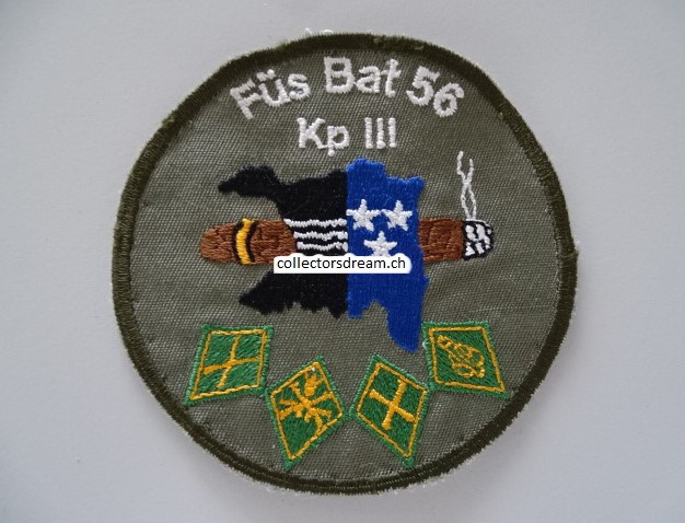 Patch / Stoffabzeichen Schweizer Armee Füs Bat 56 Kp III, ältere Version