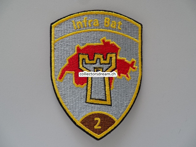 Patch / Stoffabzeichen Schweizer Armee Infra Bat 2, braun