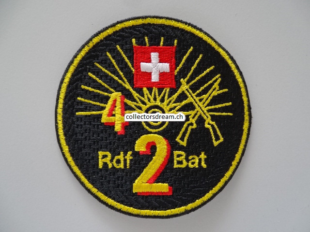 Patch / Stoffabzeichen Schweizer Armee Rdf Bat 2 / 4, schwarzer Rand