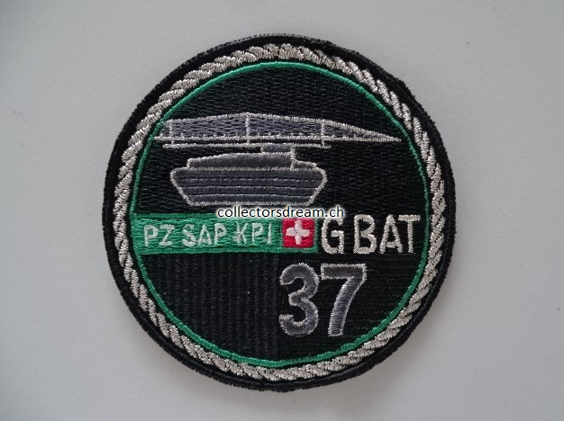 Patch / Stoffabzeichen Schweizer Armee PZ SAP KPI G BAT 37, grüner Ring